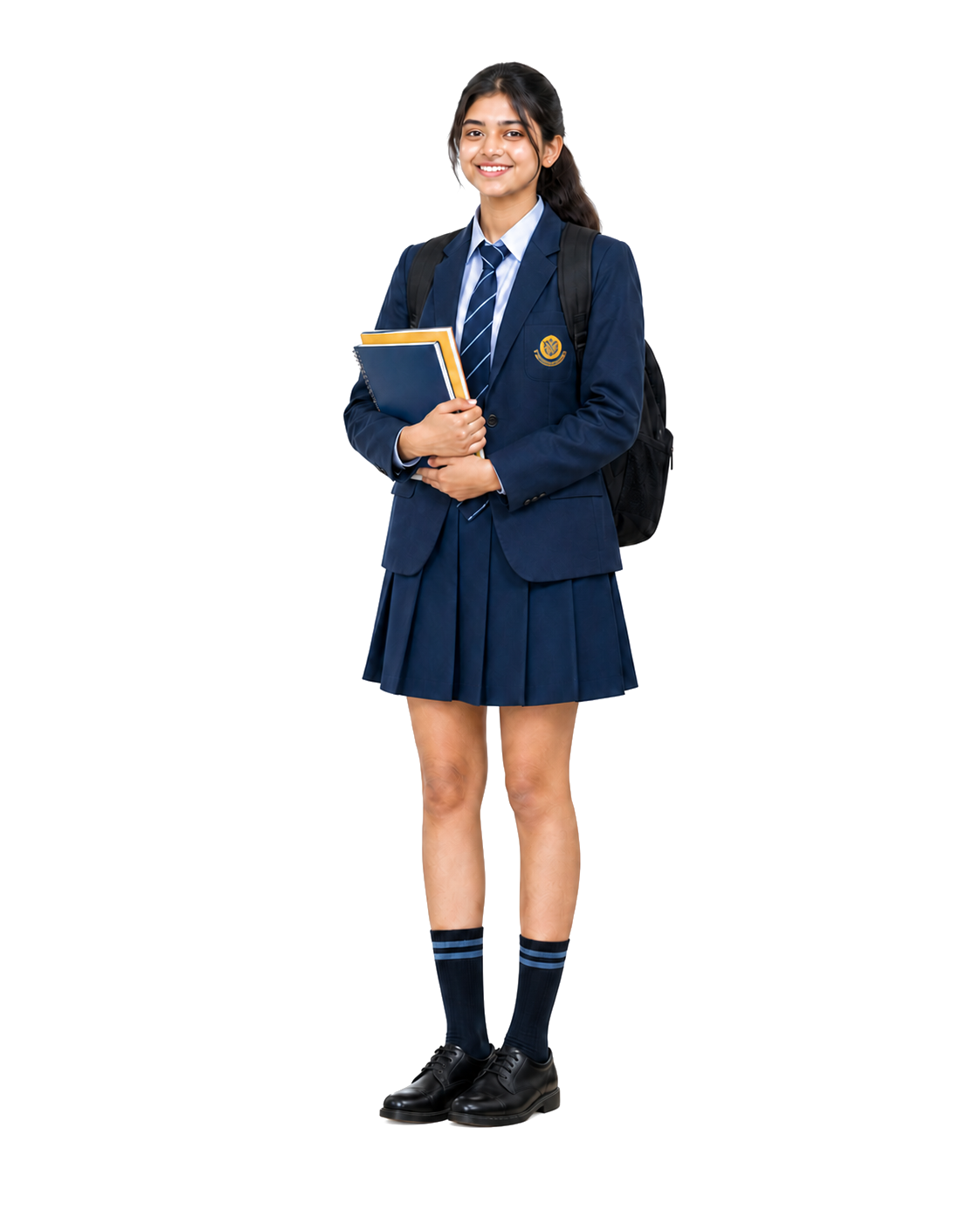 Columbia Global School student with books